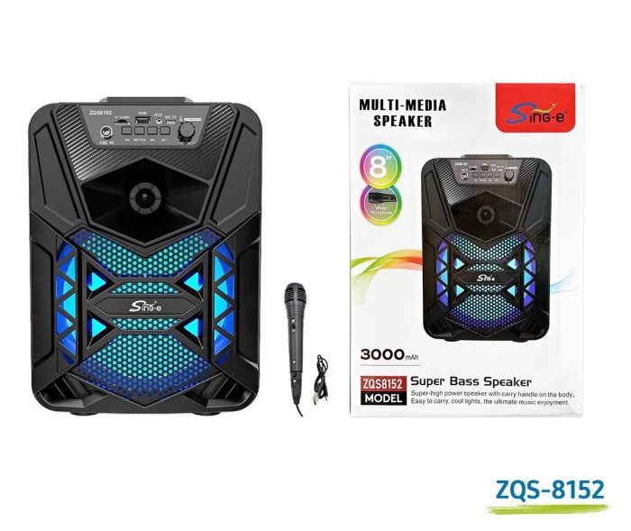 Sing-e ZQS8152 Portable DJ Microphone Subwoofer BT Speaker RGB Light Outdoor Bass Stage Party